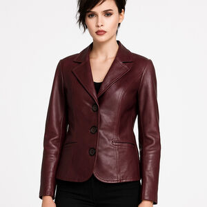 Vintage Danier Italian Leather Blazer Jacket Women’s M – Plum Burgundy – Made in